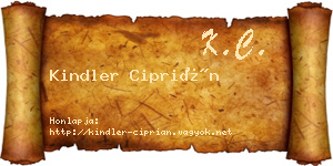 Kindler Ciprián névjegykártya
